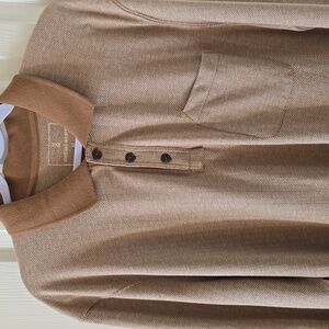 MUTUAL WEAVE BRAND MEN'S BIG & TALL TAN LONG SLEEVE PULLOVER SHIRT SIZE XLT
